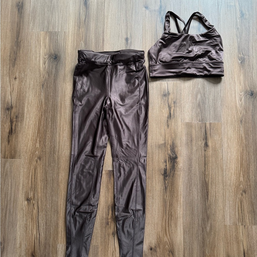 Lululemon Satin Shine High Rise Leggings + Bra